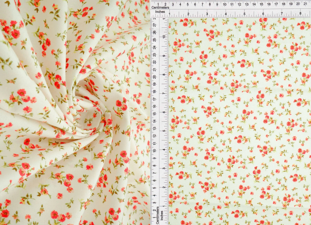 1 Yard Stretch Poplin Ditsy Print Fabric, 57/58'' Wide Cotton Spandex Blend