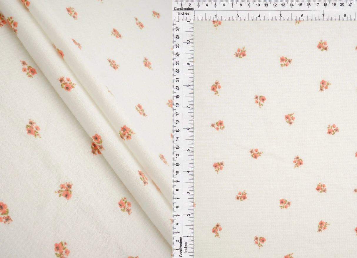 1 Yard Knit Gauze Ditsy Print Fabric 130 GSM, 52'' Wide Polyester Cotton Spandex Blend