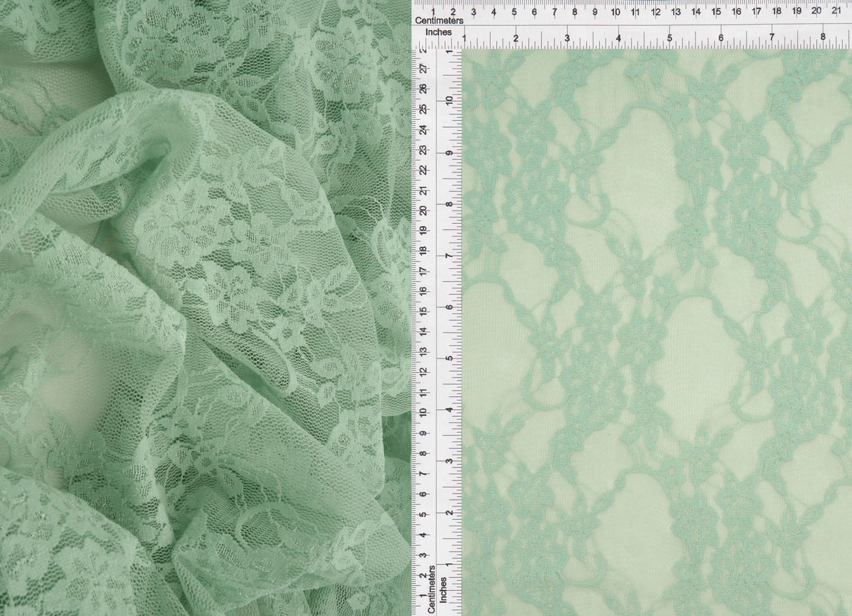 Floral Lace Fabric 92% Nylon 8% Spandex Soft Stretch Lightweight 58/60 Inches Wide