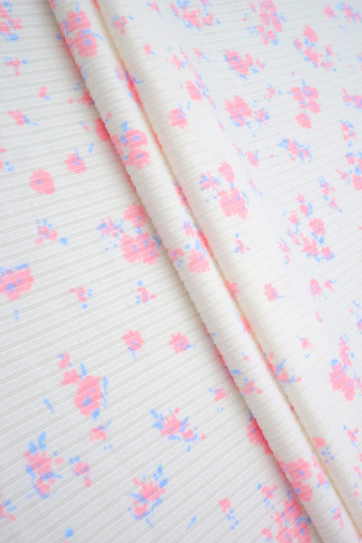 4×2 Yummy Rib Ditsy Print Knit 87% Polyester, 13% Spandex, 58/59'' Width Soft Stretch Fabric