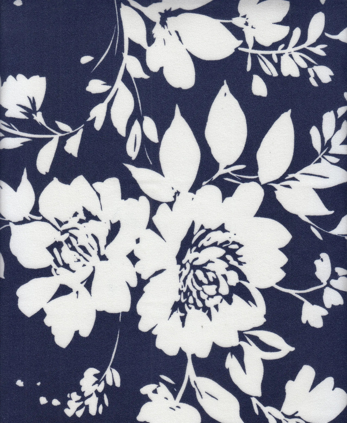Navy Techno Crepe Floral Print Fabric Stretch Knit, 58/60" Wide