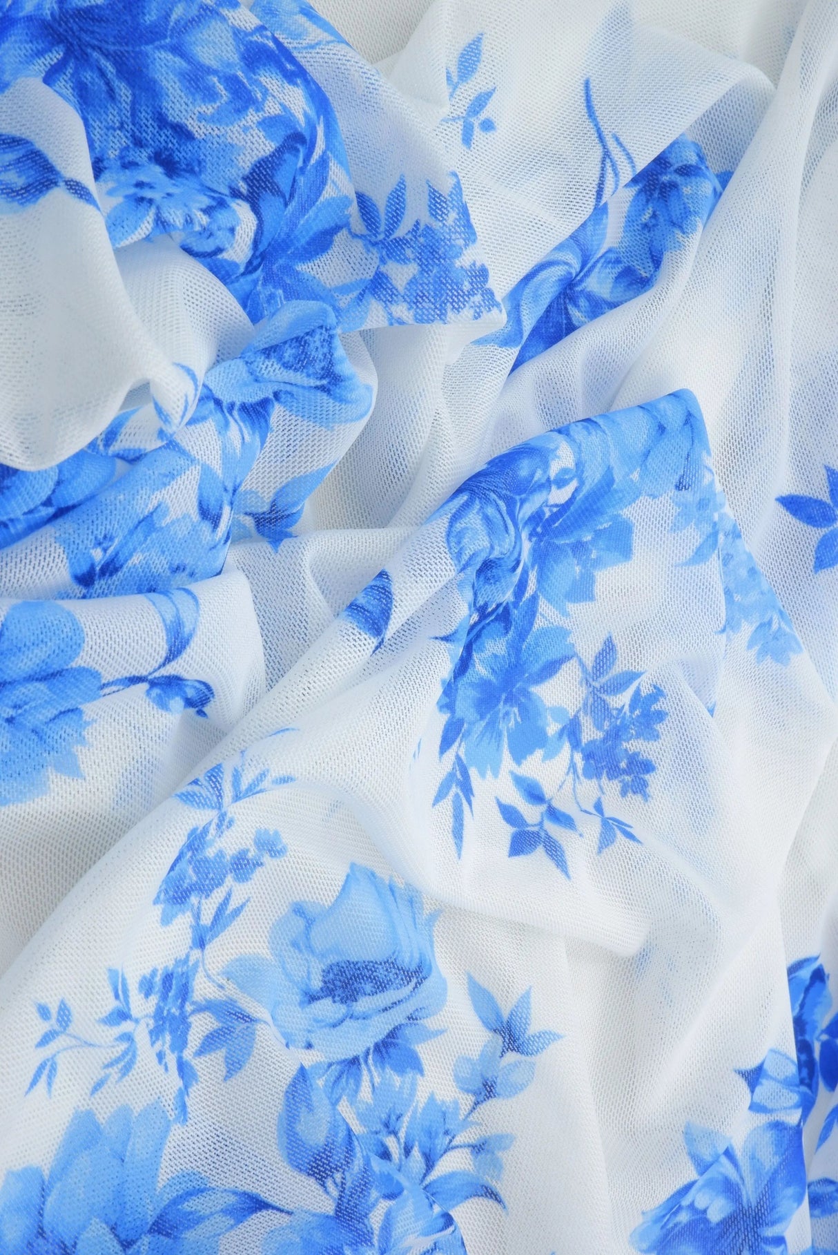 1 Yard Mesh Flower Digital Print Fabric, 56/58'' Wide Polyester Spandex Blend