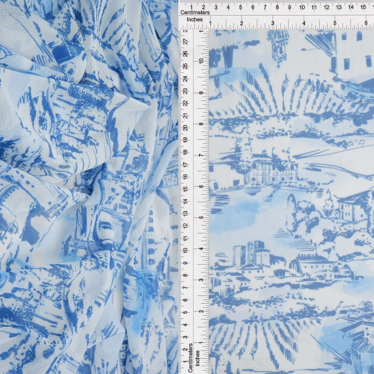 Digital Toile Mesh Print Fabric Lightweight Stretch Polyester Spandex 56/58” Wide