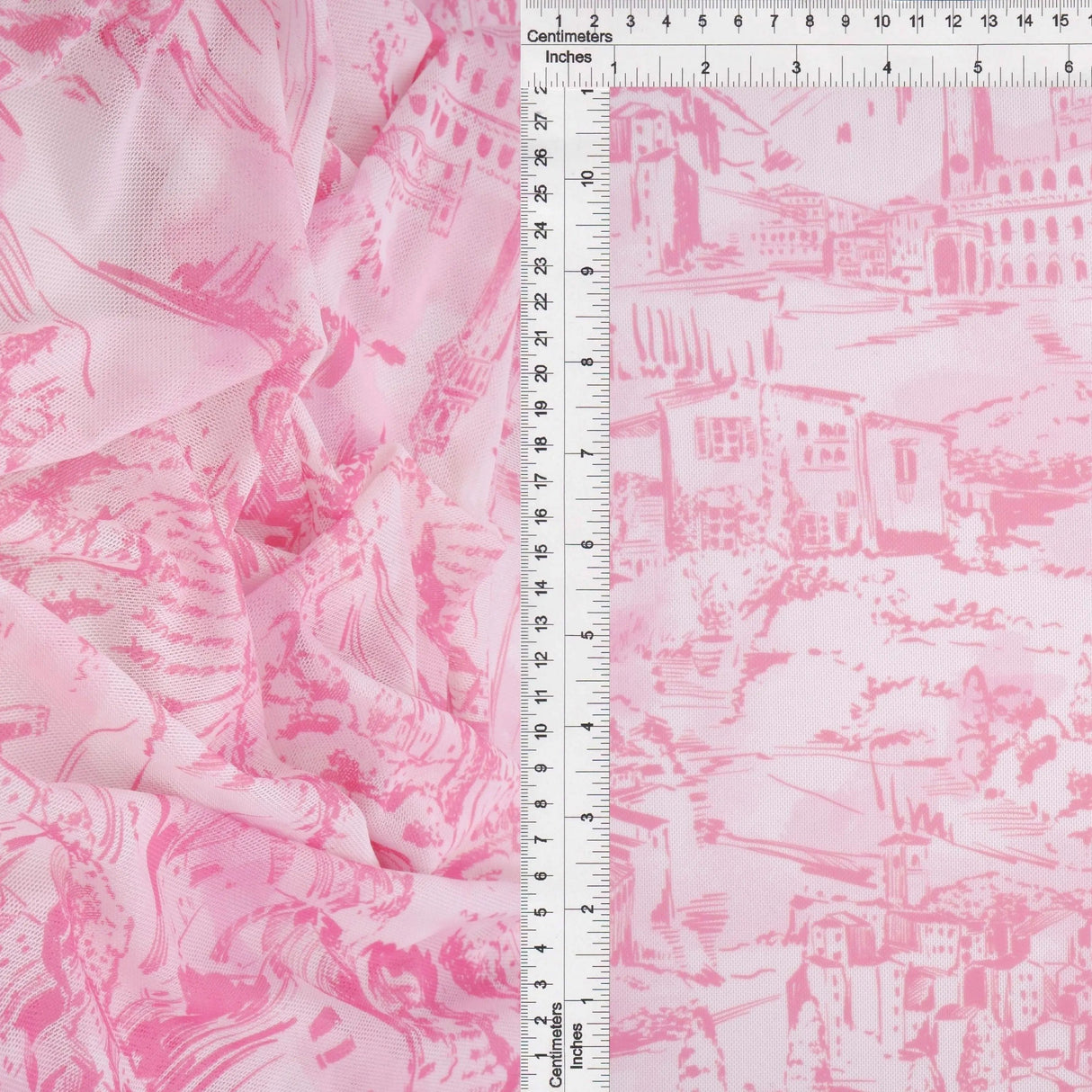 Digital Toile Mesh Print Fabric Lightweight Stretch Polyester Spandex 56/58” Wide