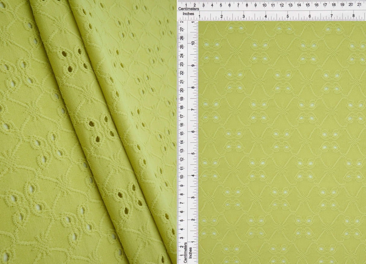 1 Yard DTY Knit Jacquard Eyelet Fabric 190 GSM, 58/60'' Wide Polyester Spandex Blend