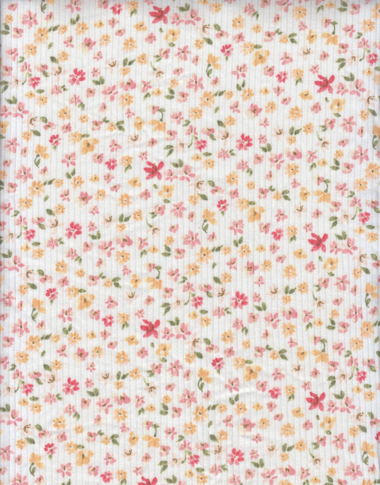 4×2 Yummy Rib Ditsy Print Knit 97% Polyester, 3% Spandex, 58/60'' Width Soft Stretch Fabric for Apparel & More