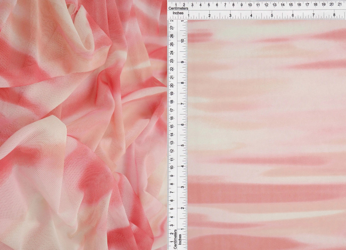 1 Yard Digital Abstract Tie Dye Mesh Fabric, 56/58'' Wide Polyester Spandex Blend