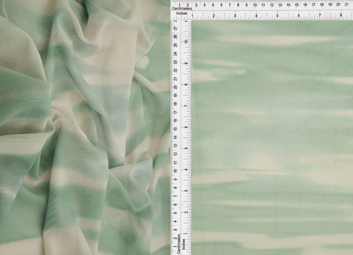 1 Yard Digital Abstract/Tie Dye Mesh Knit Fabric, 56/58'' Wide Polyester Spandex Blend