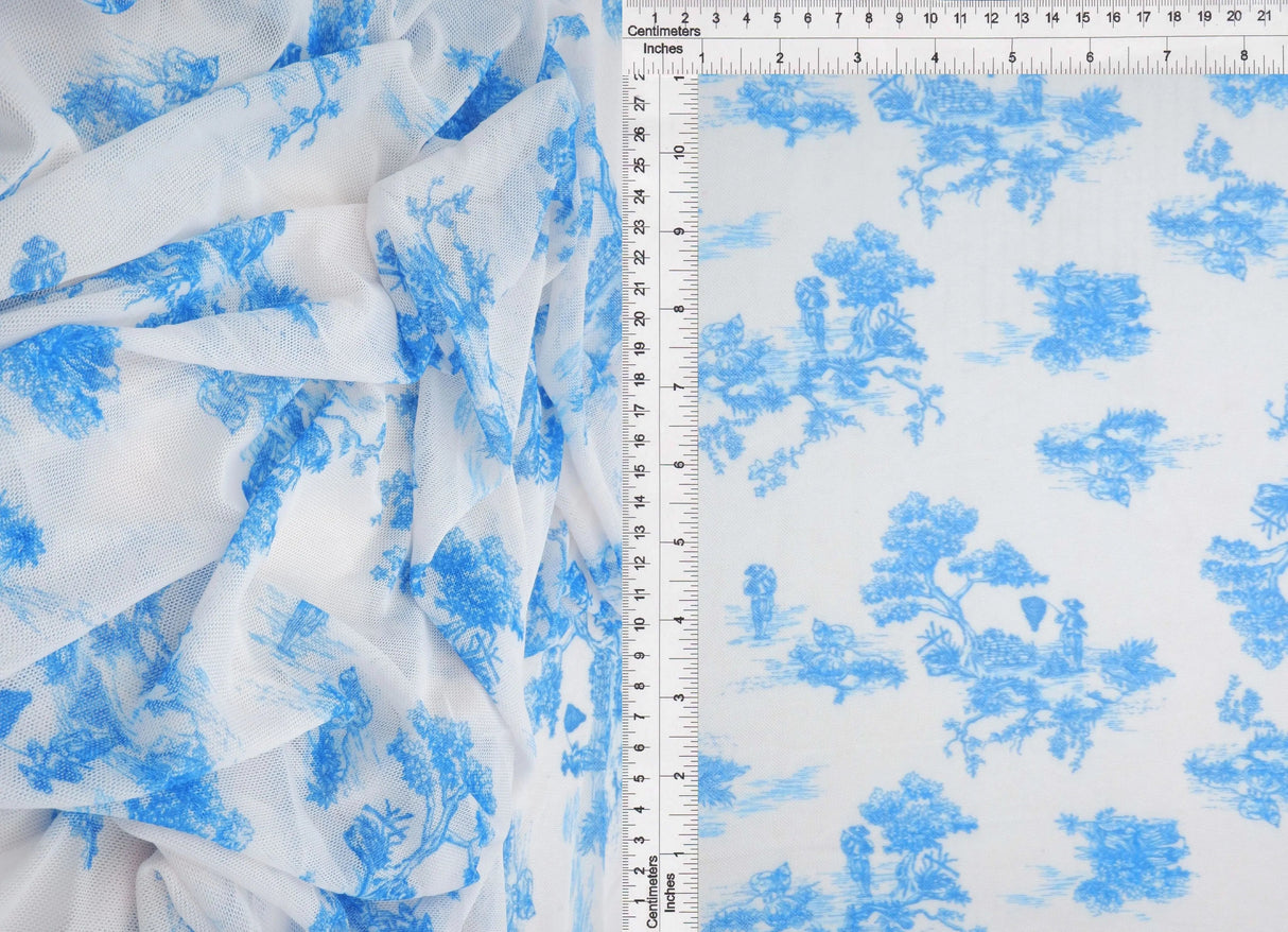 1 Yard Digital Toile Mesh Print Fabric, 56/58? Wide Polyester Spandex Blend