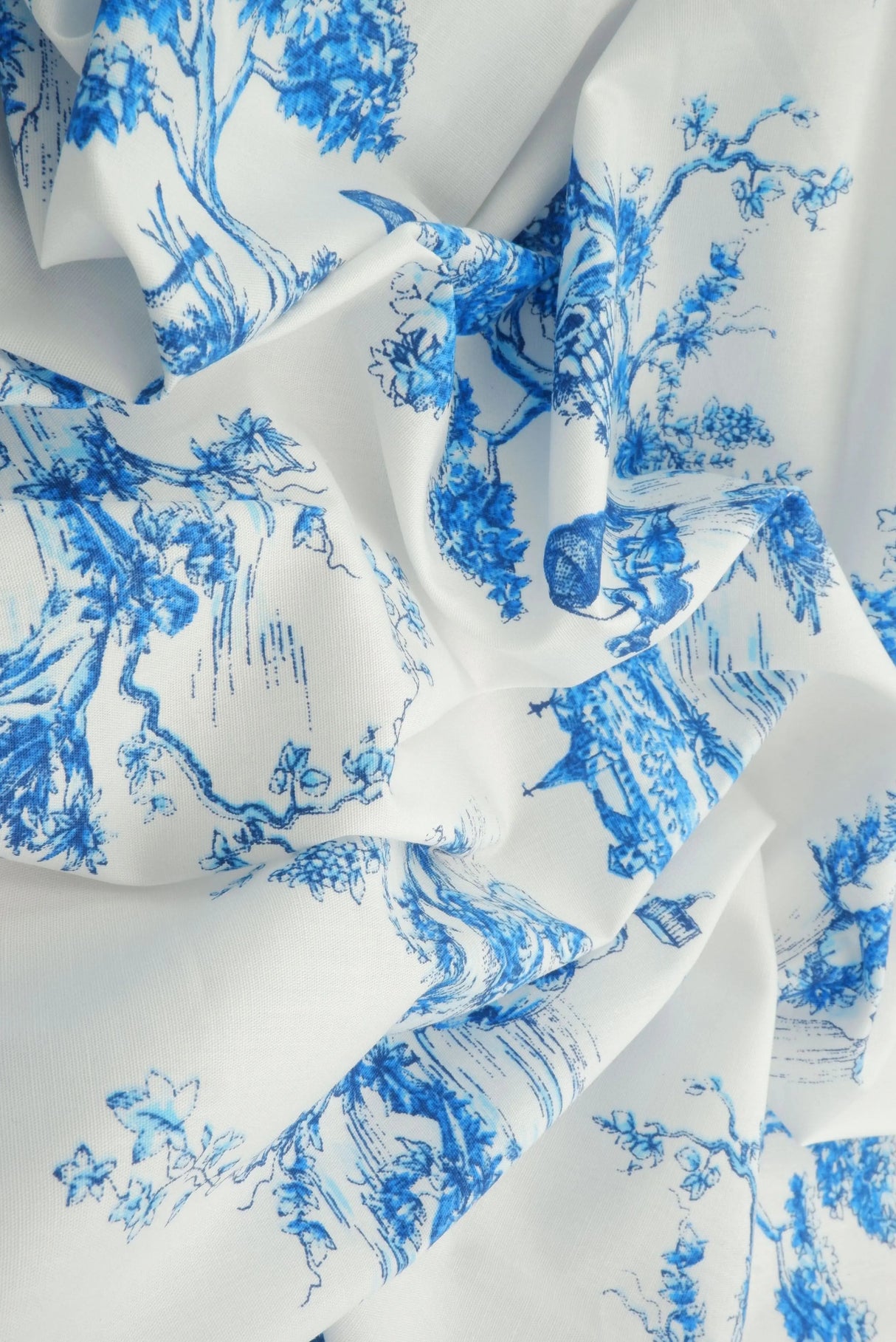 Stretch Poplin Toile Print Fabric Cotton Spandex Woven, 57/58" Wide
