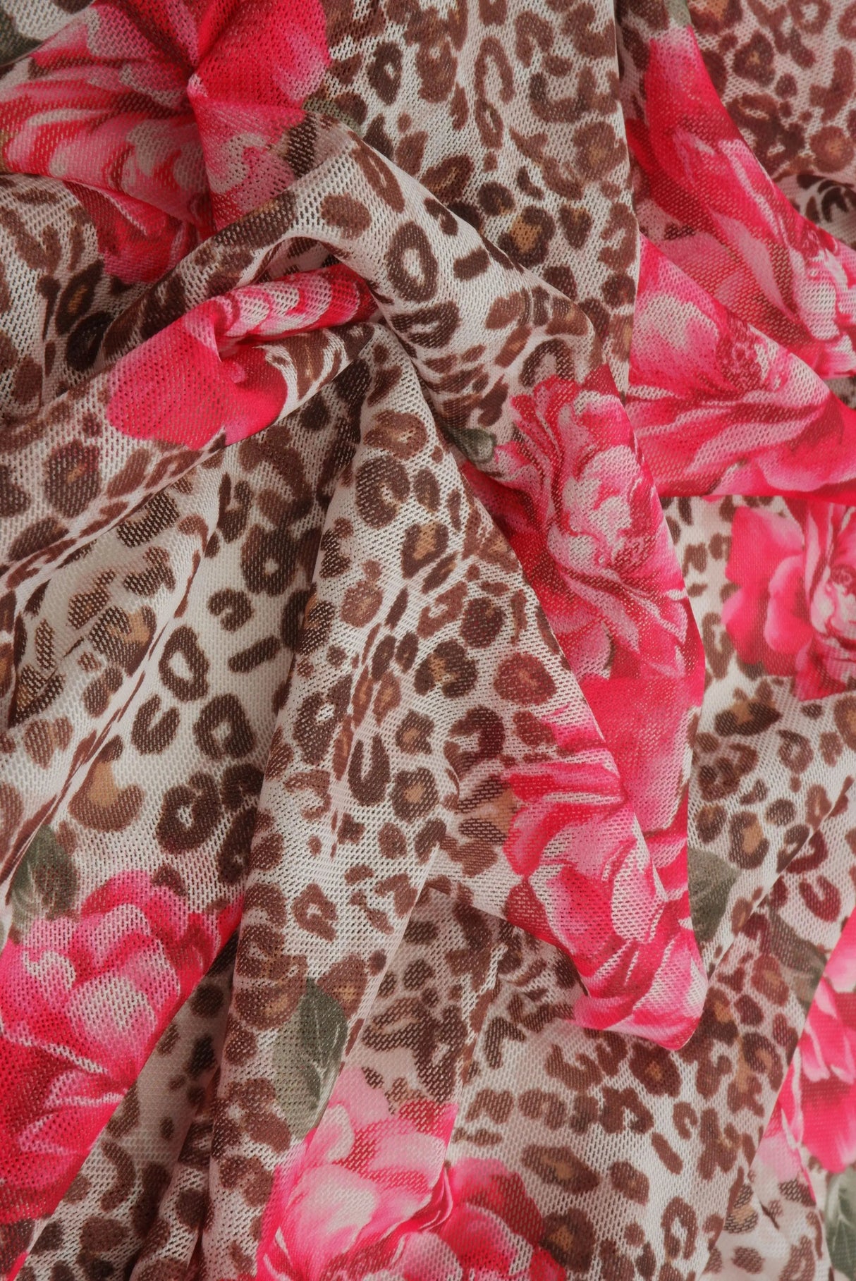 1 Yard Red/Brown Sheer Mesh Knit Fabric in Red/Brown, 56/58'' Wide Polyester Spandex Blend