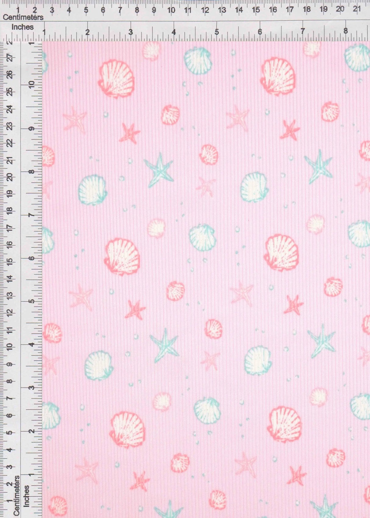 1 Yard Cotton Feel 2x2 Rib Knit Fabric Under the Sea Print, 230 GSM, 58/59'' Wide Polyester Spandex Blend