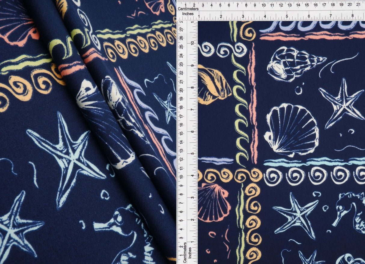 58/60" Width Under the Sea Brushed DTY Print Fabric 96 Percent Polyester 4 Percent Spandex Soft Stretch Knit
