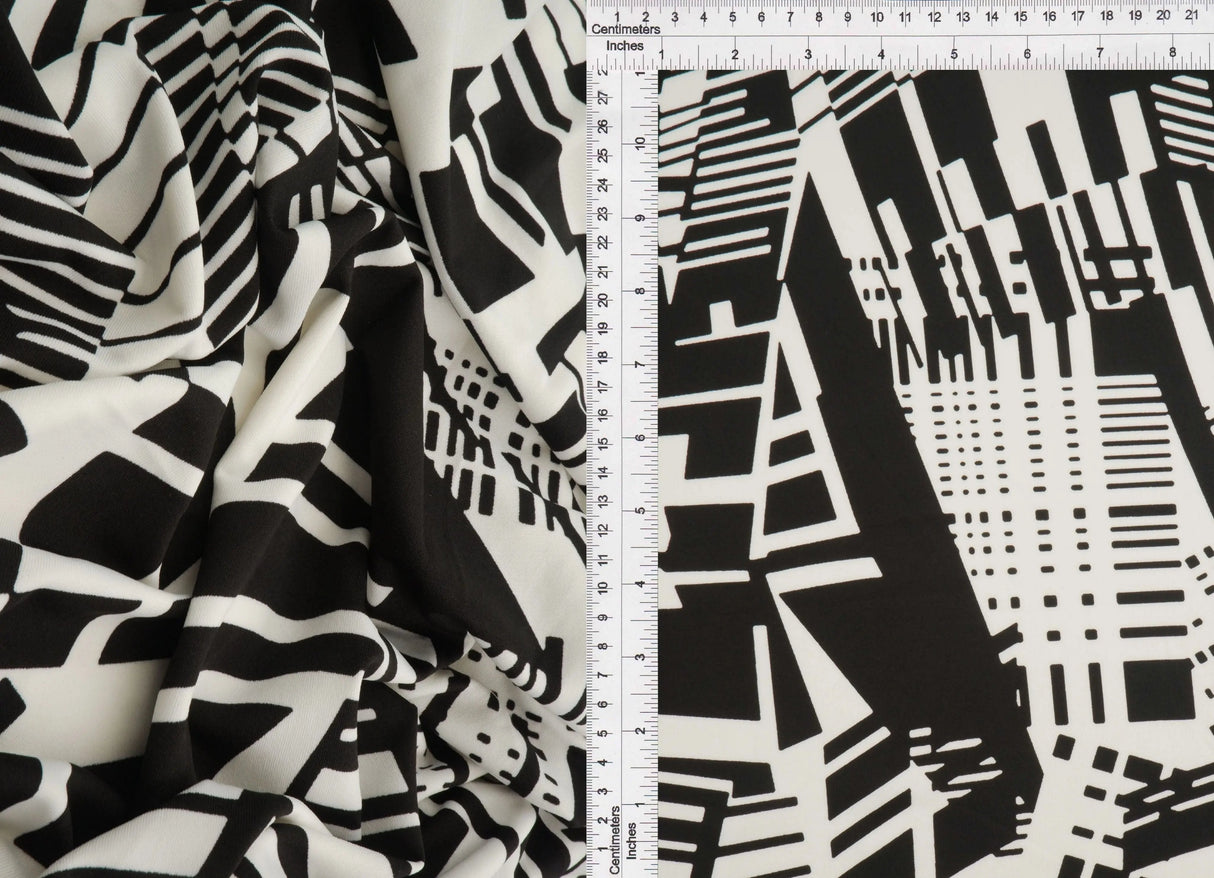 1 Yard DTY Geo Print Fabric 190 GSM Polyester Spandex Blend 58/60" Width