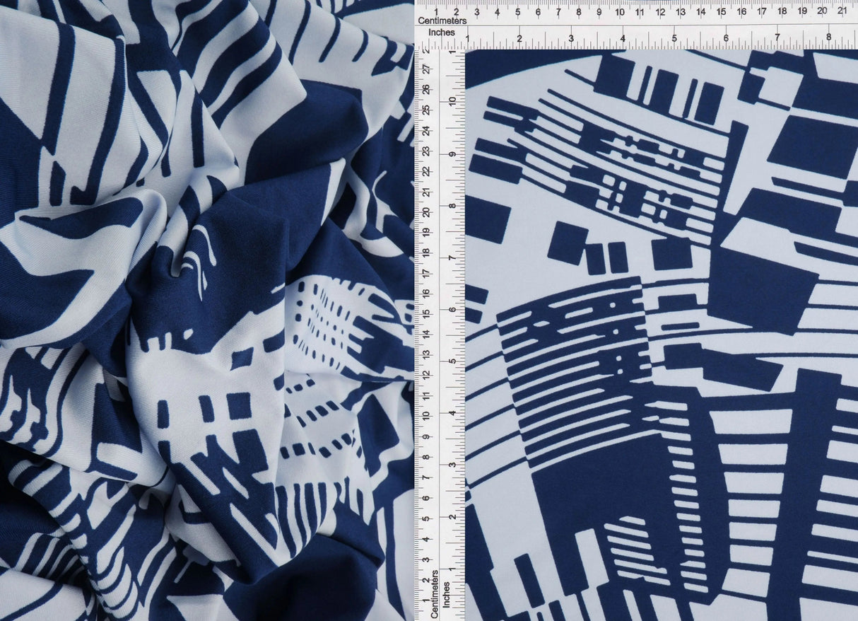 1 Yard DTY Geo Print Fabric 190 GSM Polyester Spandex Blend 58/60" Width
