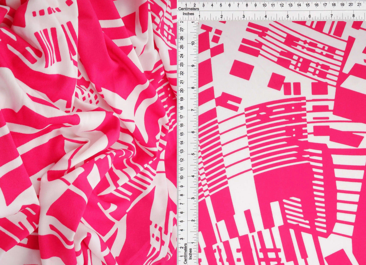 1 Yard Geometric DTY Knit Stretch Fabric 58/60 Inch Wide Lightweight Material for Apparel & DIY Projects