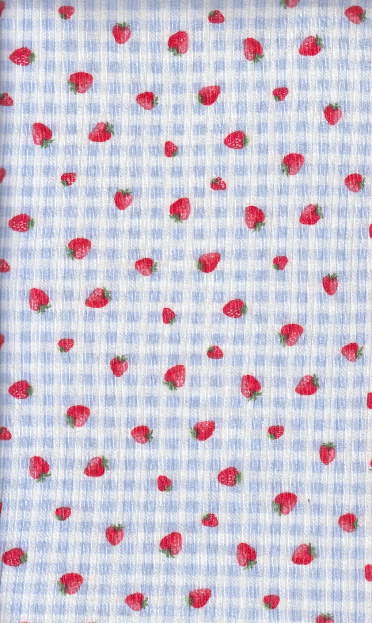 Soft Stretchy 4x2 Yummy Rib Fabric with Strawberry Print 58/60" Wide Polyester Spandex Blend