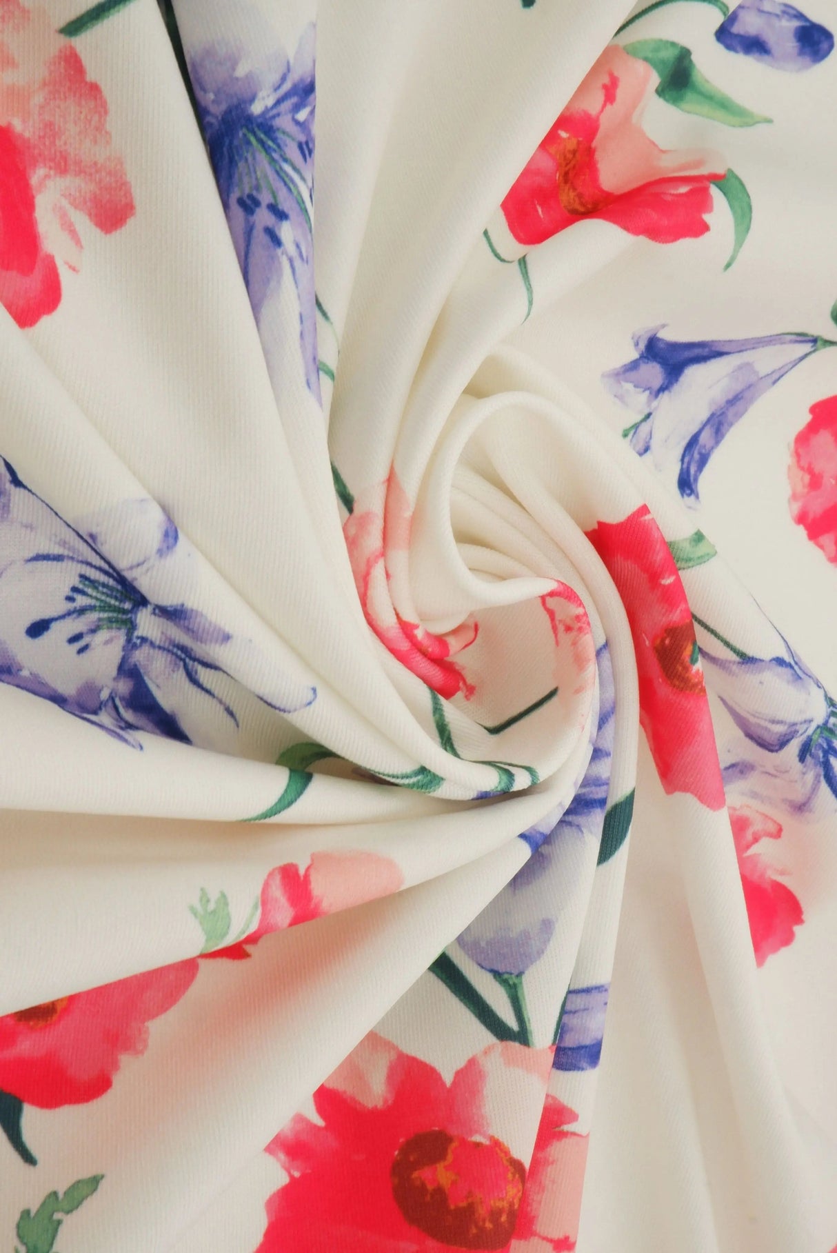 1 Yard Digital Floral DTY Knit Fabric 190 GSM, 58/60'' Wide Polyester Spandex Blend