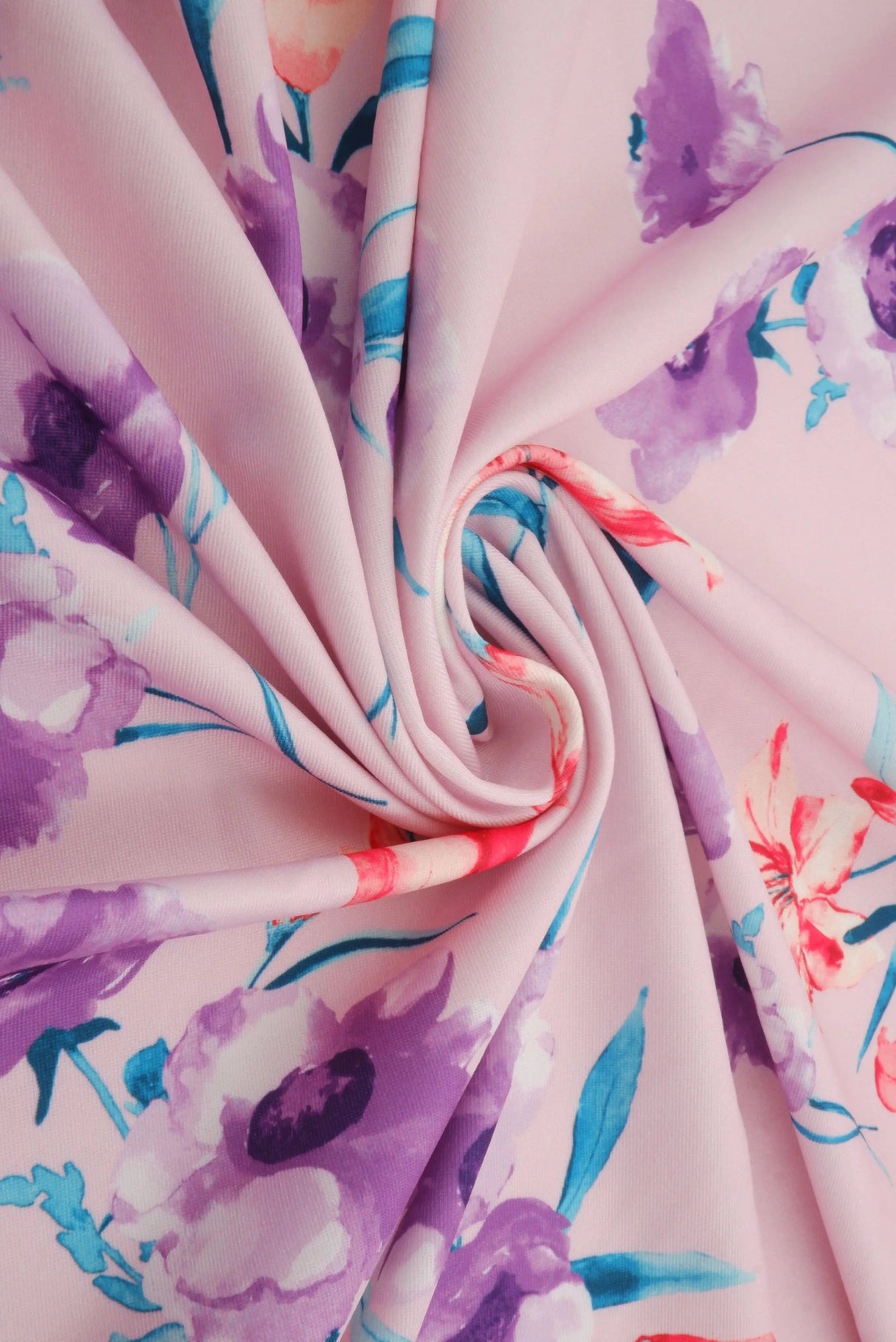 1 Yard Digital Floral DTY Knit Fabric 190 GSM, 58/60'' Wide Polyester Spandex Blend