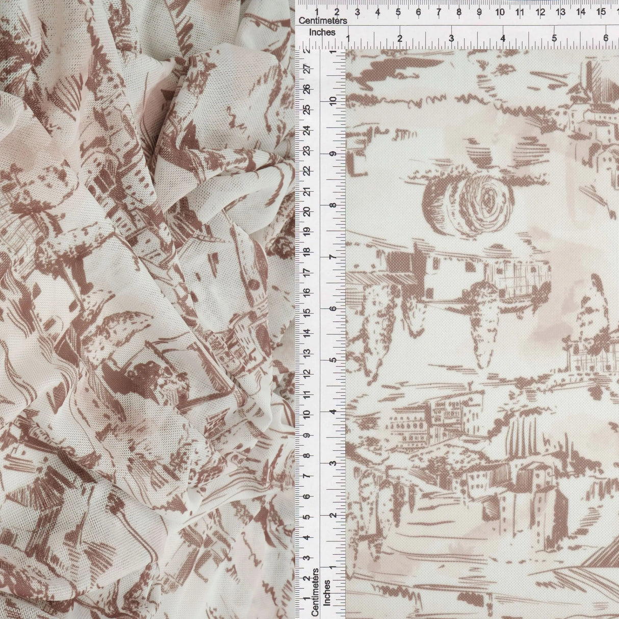 Digital Toile Mesh Print Fabric Lightweight Stretch Polyester Spandex 56/58” Wide