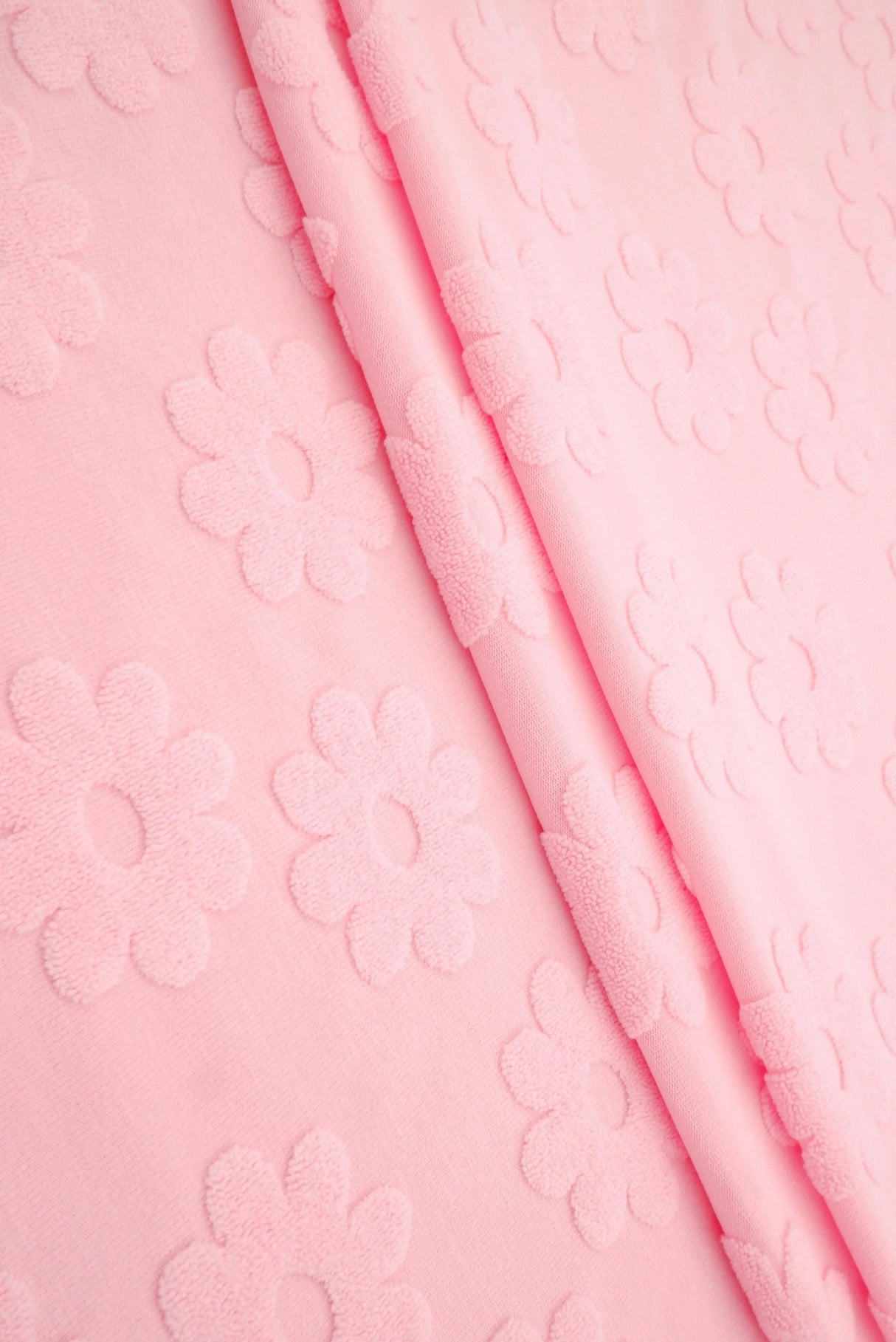 1 Yard Floral Daisy Jacquard Towel Knit Fabric 58/60 Inch Wide Plush Heavyweight Textile for Towels & Home Accessories