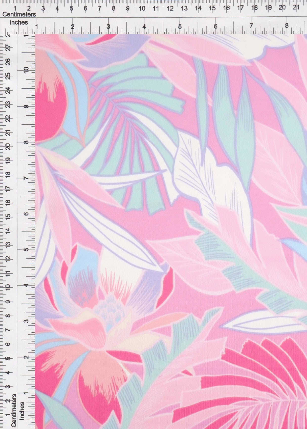 1 Yard DTY Knit Fabric Tropical Leaf Print, 180 GSM, 58/60'' Wide Polyester Spandex Stretch Pink