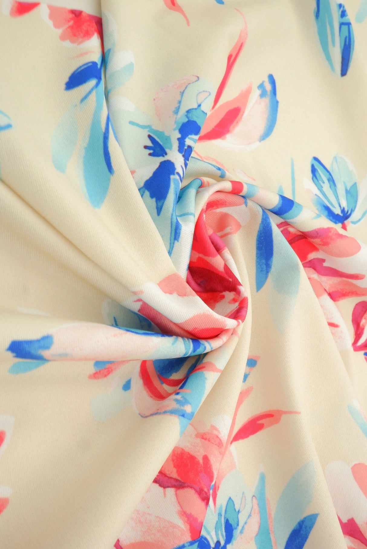 1 Yard DTY Floral Digital Print Fabric 180 GSM Polyester Spandex Blend 58/60" Width