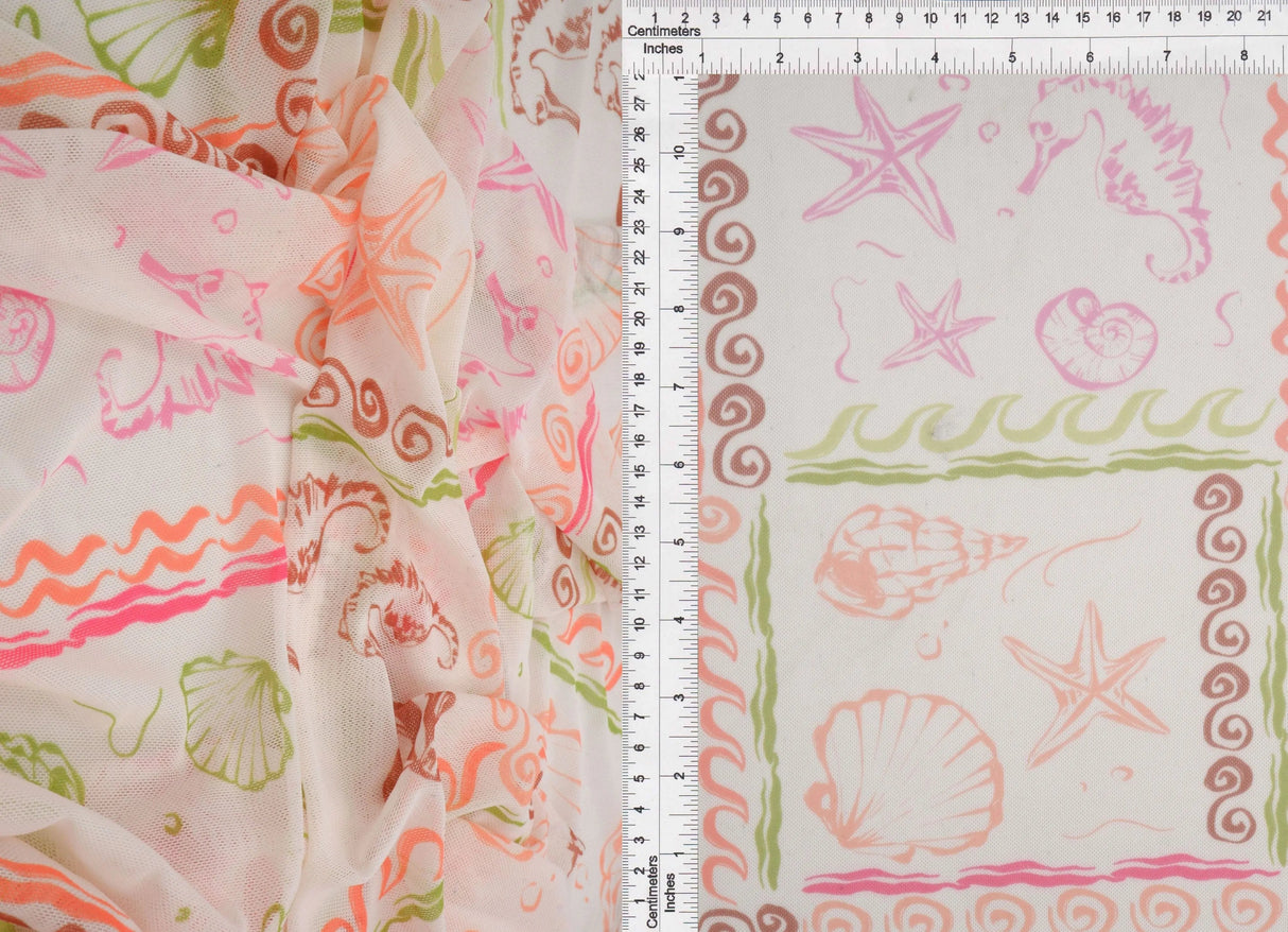 1 Yard Digital Under The Sea Mesh Knit Fabric, 56/58'' Wide Polyester Spandex Blend