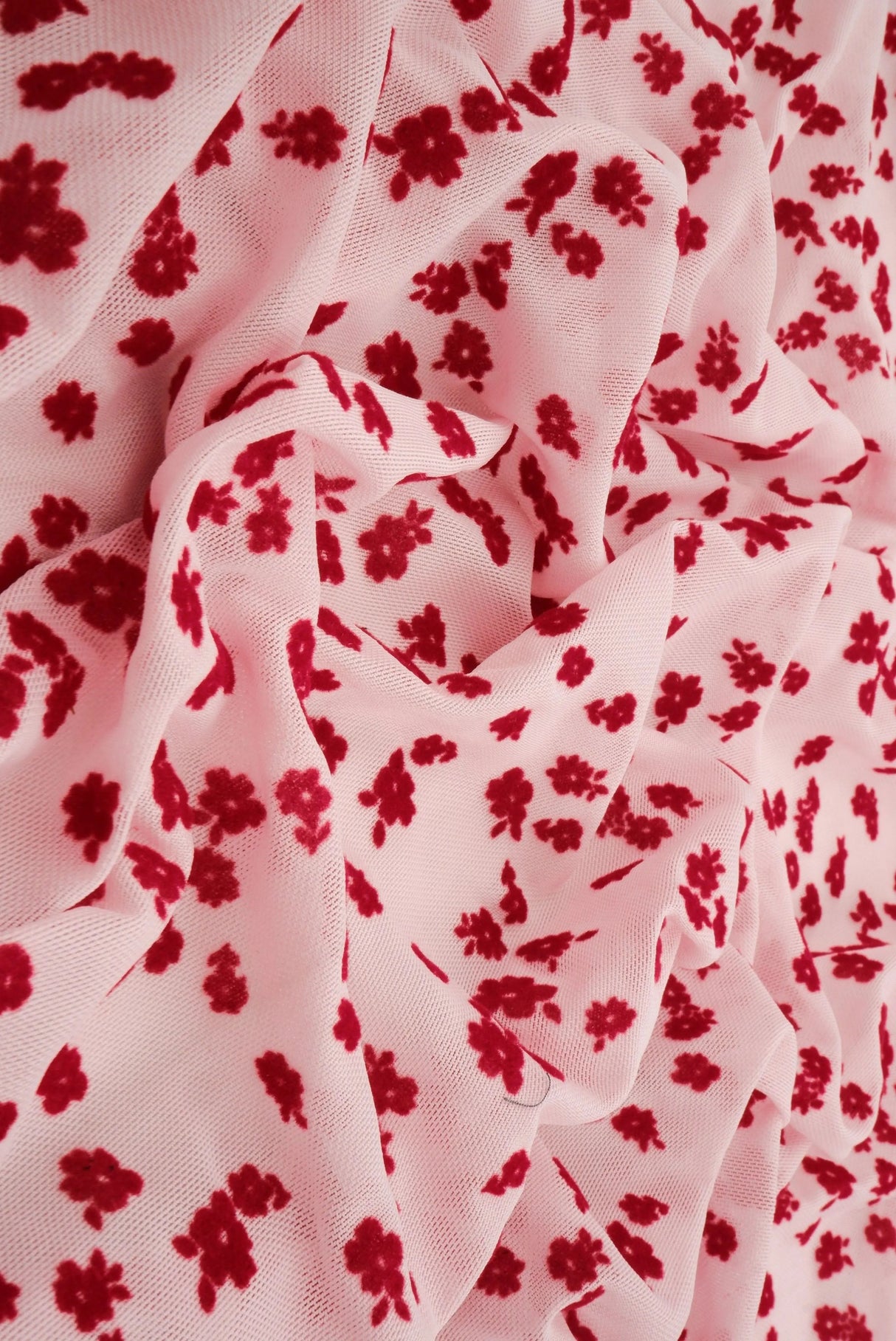 1 Yard Floral Flocking Mesh Fabric, 56/57'' Wide Polyester Spandex Blend