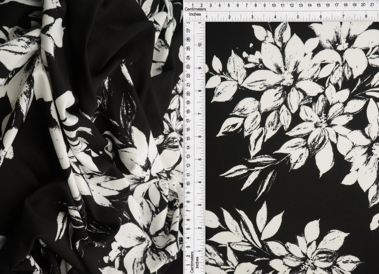 1 Yard DTY Floral Print Fabric 190 GSM Polyester Spandex Blend 58/60" Width