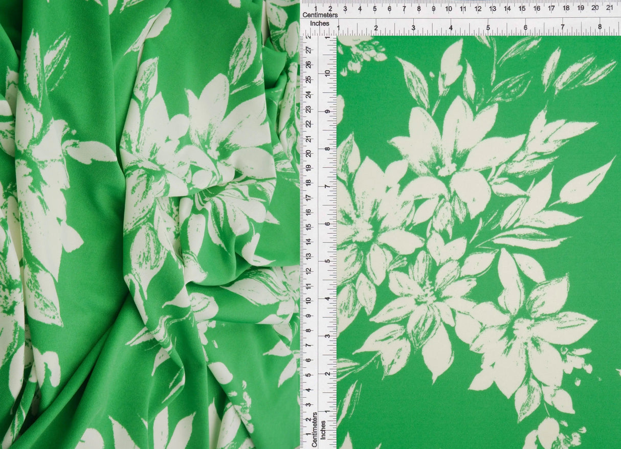 1 Yard DTY Floral Print Fabric 190 GSM Polyester Spandex Blend 58/60" Width