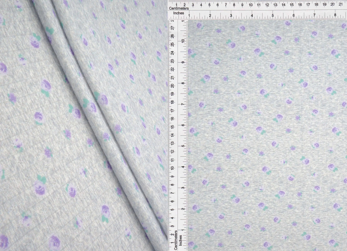 1 Yard Cotton Style Pointelle Ditsy Digital Print Fabric 220 GSM Polyester Spandex 58/60" Width