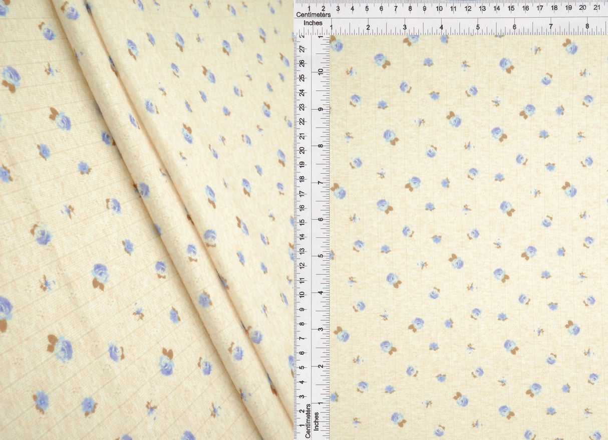 1 Yard Cotton Style Pointelle Ditsy Digital Print Fabric 220 GSM Polyester Spandex 58/60" Width