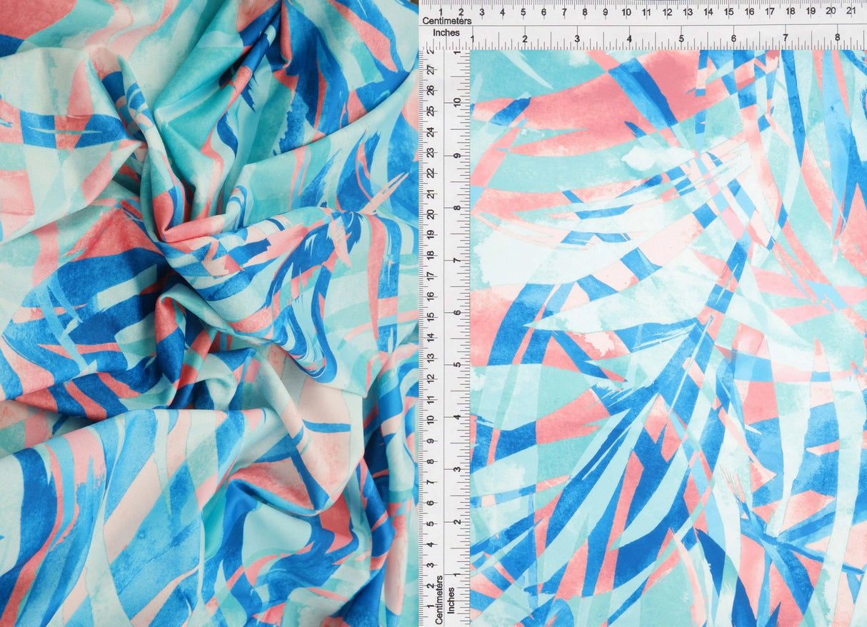 1 Yard DTY Tropical Leaf Digital Print Fabric 190 GSM Polyester Spandex Knit 58/60" Width