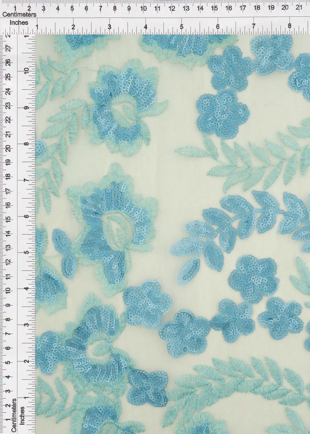 1 Yard Mesh Sequins Embroidery Fabric, Polyester Spandex Blend