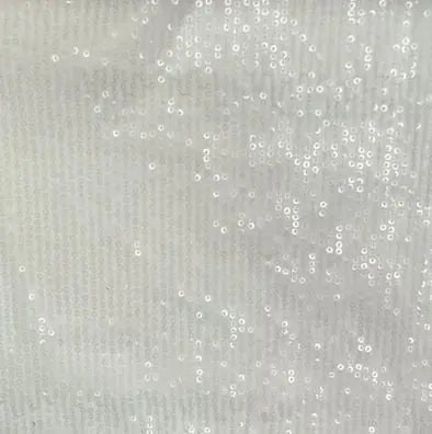 1 Yard Ivory Mesh Sequins Embroidery Fabric, Polyester Spandex Blend
