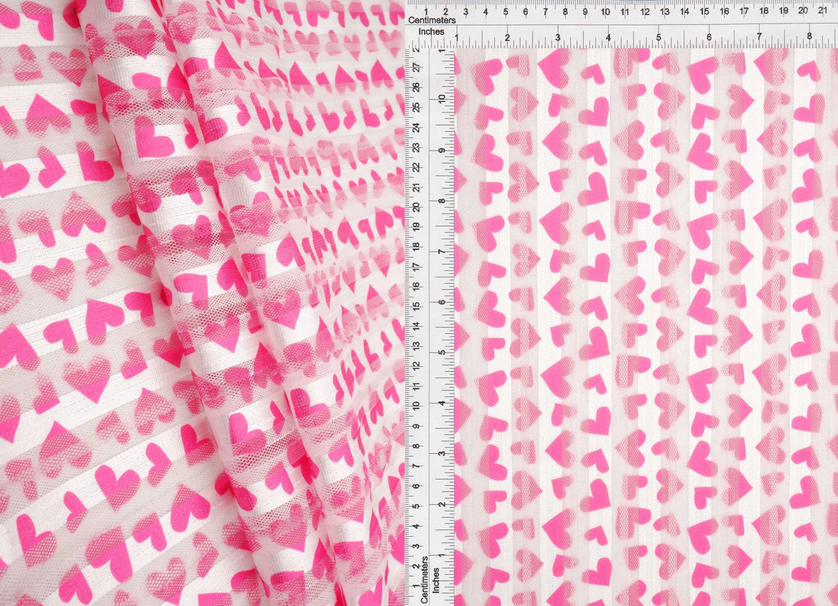 1 Yard Fuchsia Mesh Sequins Embroidery Fabric, Polyester Spandex Blend