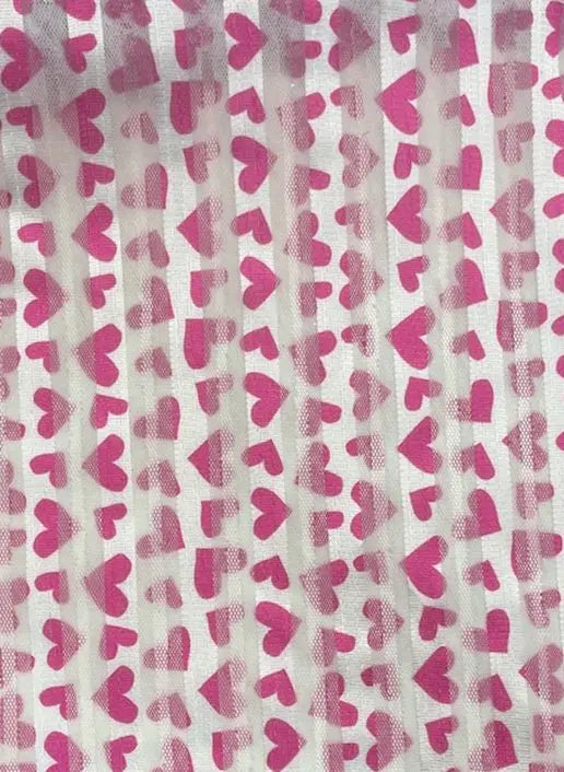 1 Yard Fuchsia Mesh Sequins Embroidery Fabric, Polyester Spandex Blend