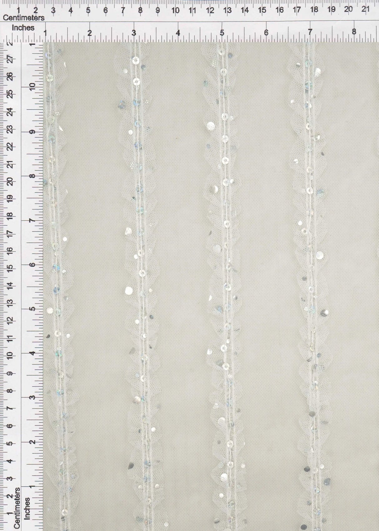 1 Yard Silver Mesh Sequins Embroidery Fabric, Polyester Spandex Blend