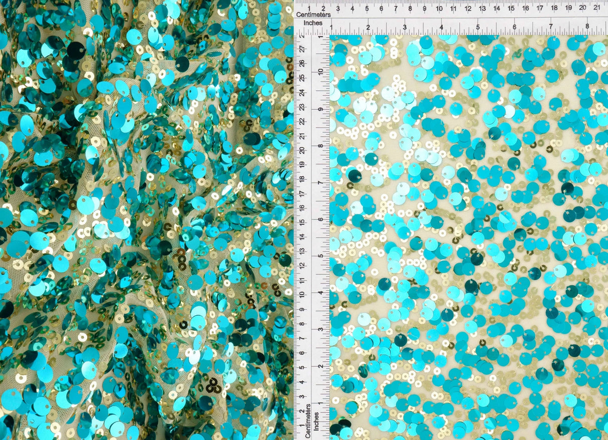 1 Yard Assorted Mesh Sequins Fabric, 58/60'' Wide Nylon Spandex Blend