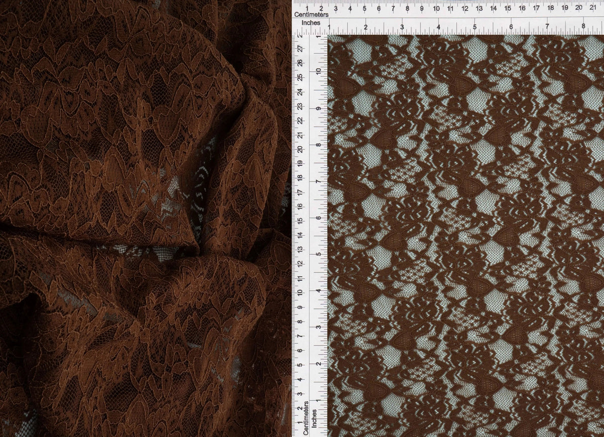Floral Double Border Lace Fabric 95% Nylon 5% Spandex Stretch Material 57/58 Inches Wide