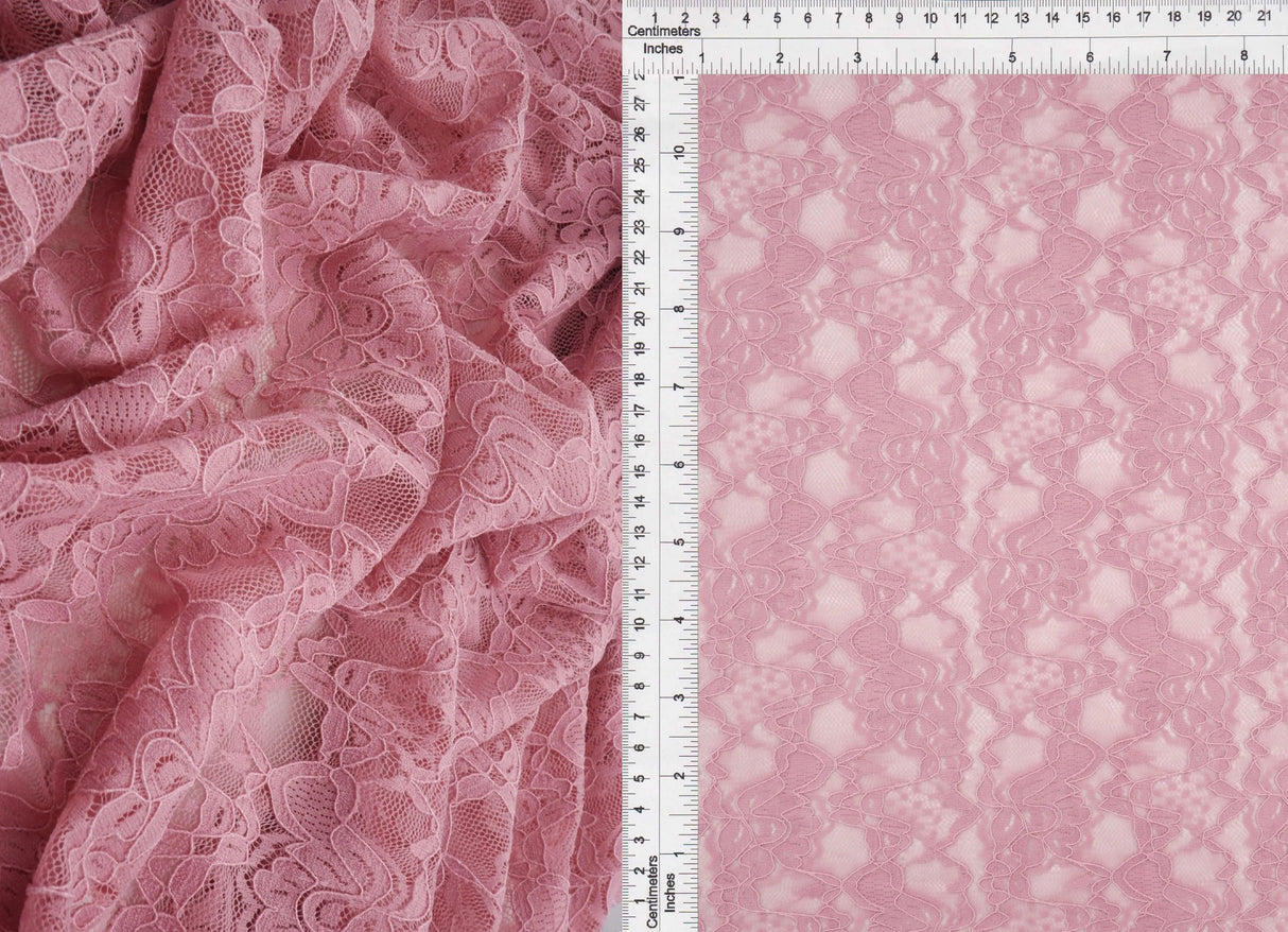 Floral Double Border Lace Fabric 95% Nylon 5% Spandex Stretch Material 57/58 Inches Wide