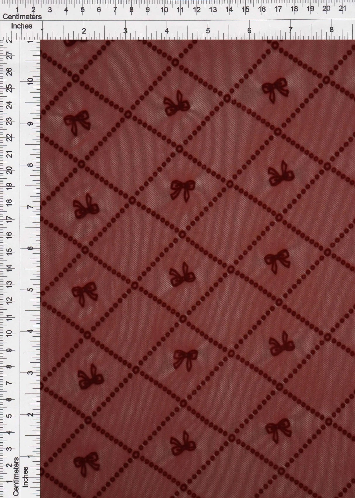 1 Yard Bow Tie Conversational Flocking Mesh Fabric, 56/57? Wide Polyester Spandex Blend