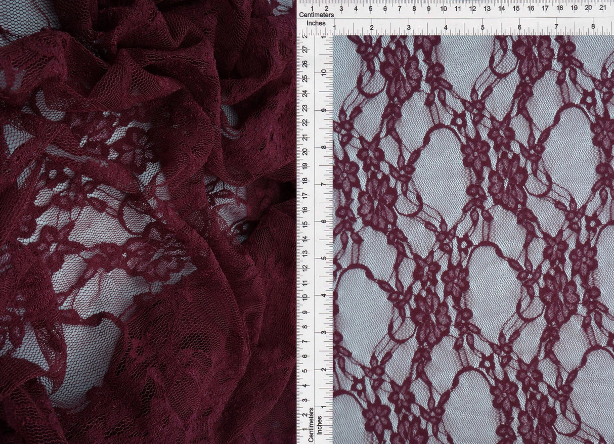 1 Yard Floral Lace Fabric, 58/60'' Wide Nylon Spandex Blend