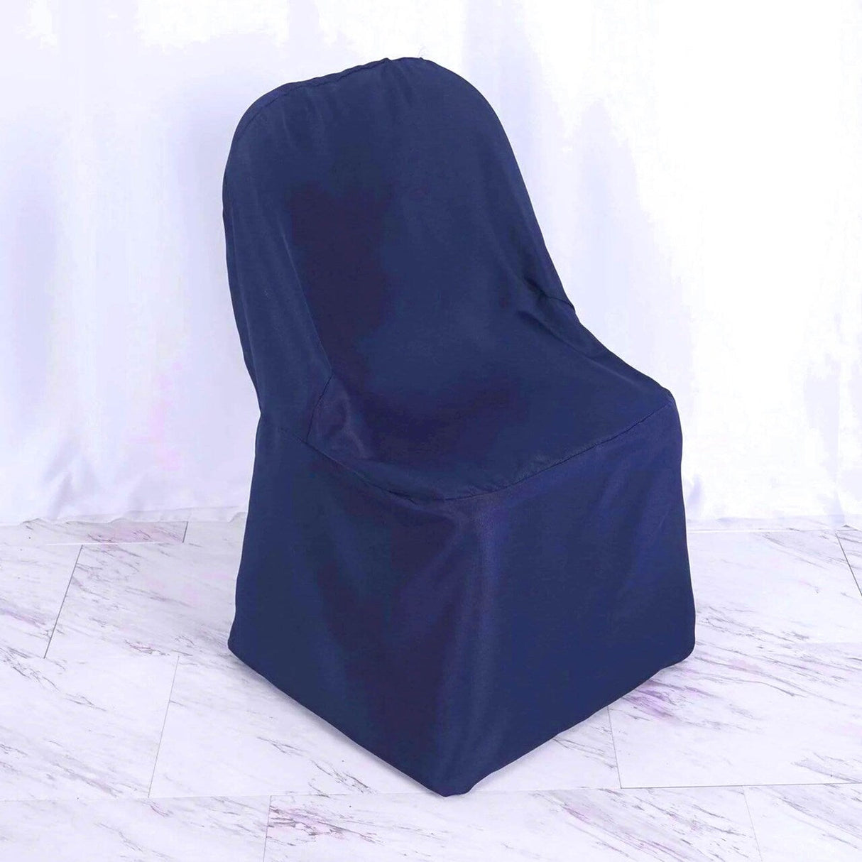 1 Piece Navy Blue Polyester Chair Cover for Classic Folding Seating