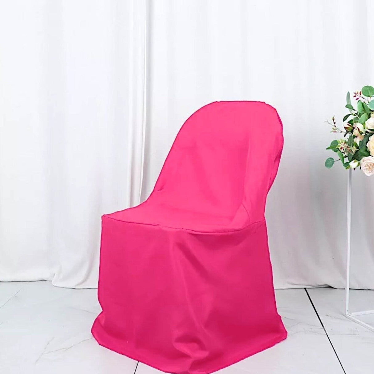 1 Piece Fuchsia Polyester Chair Cover for Vibrant Folding Seating