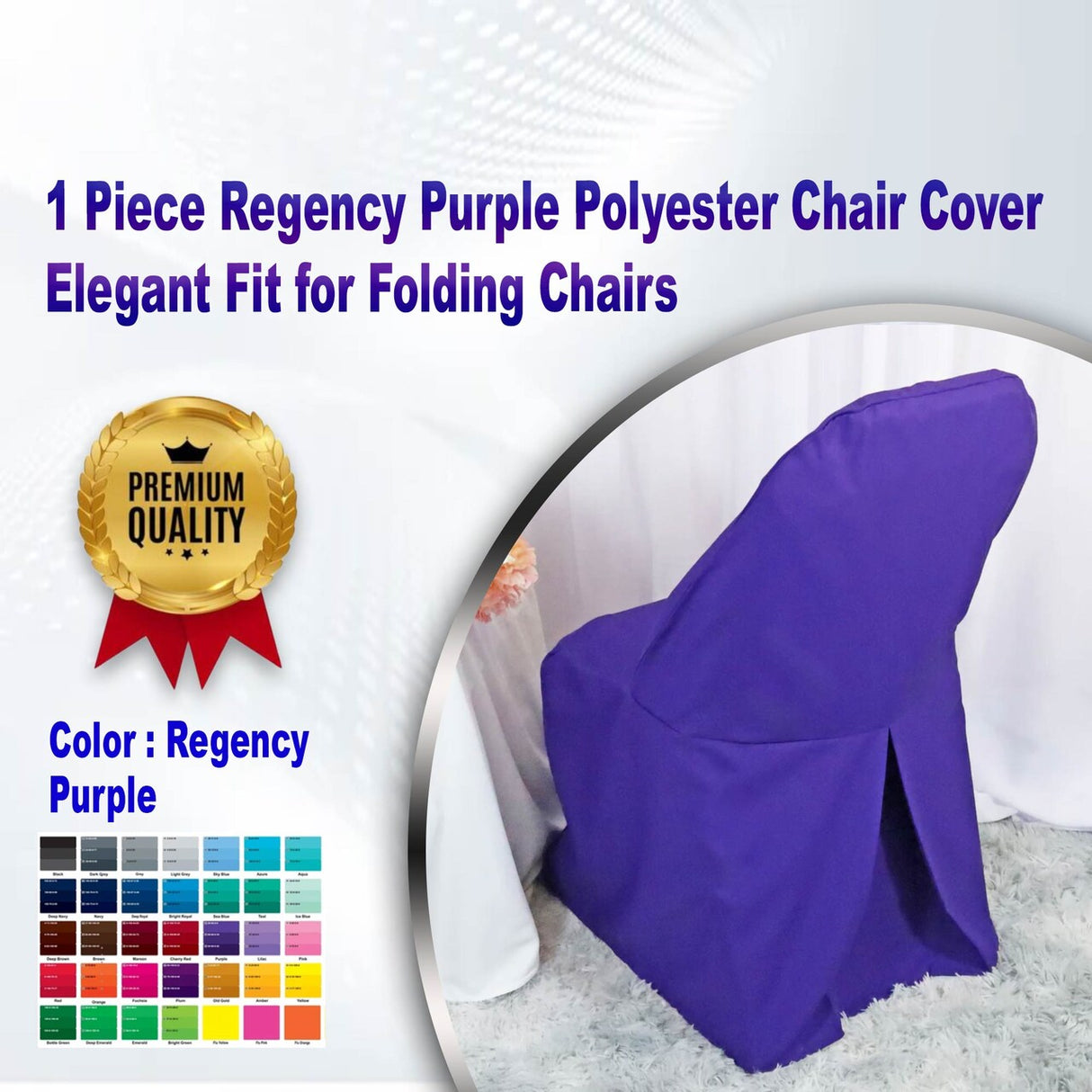 1 Piece Regency Purple Polyester Chair Cover Elegant Fit for Folding Chairs