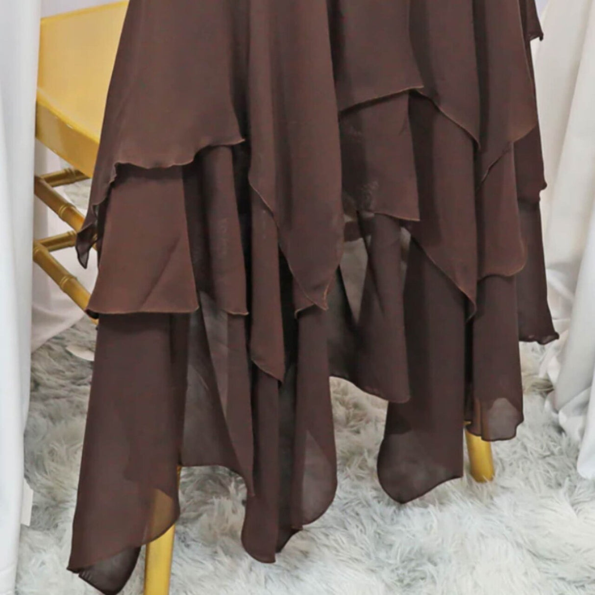 1 Piece Rich Chocolate Chiffon Chair Cover with Sash Elegant Wedding Backdrop