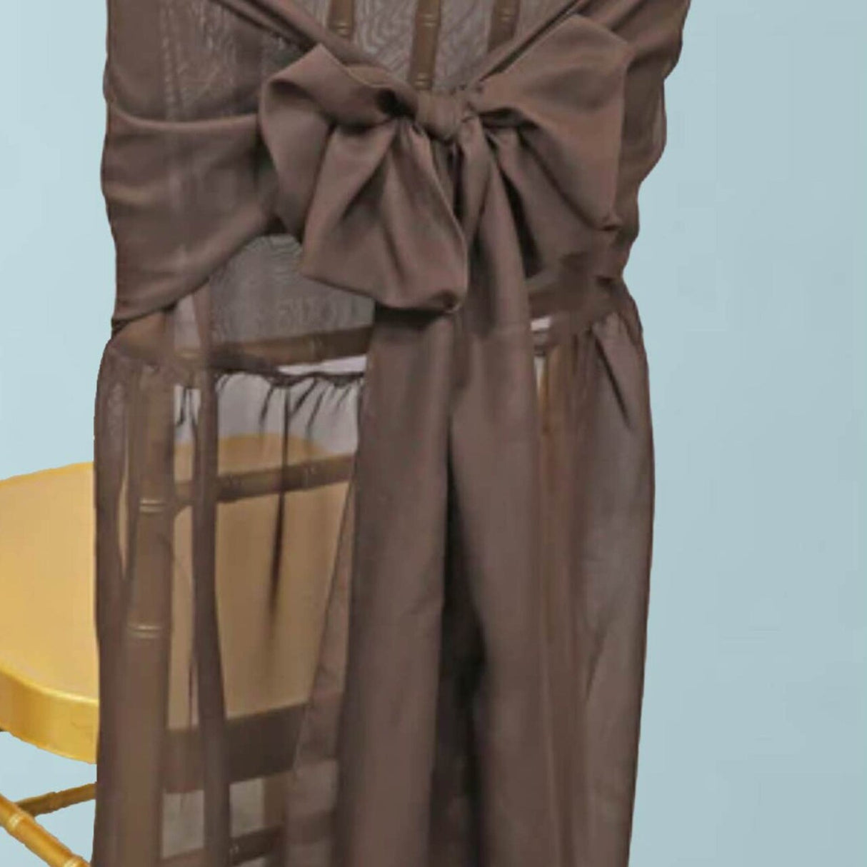 1 Piece Chocolate Chiffon Chair Back Drape with Sash Chiavari Chair Accent