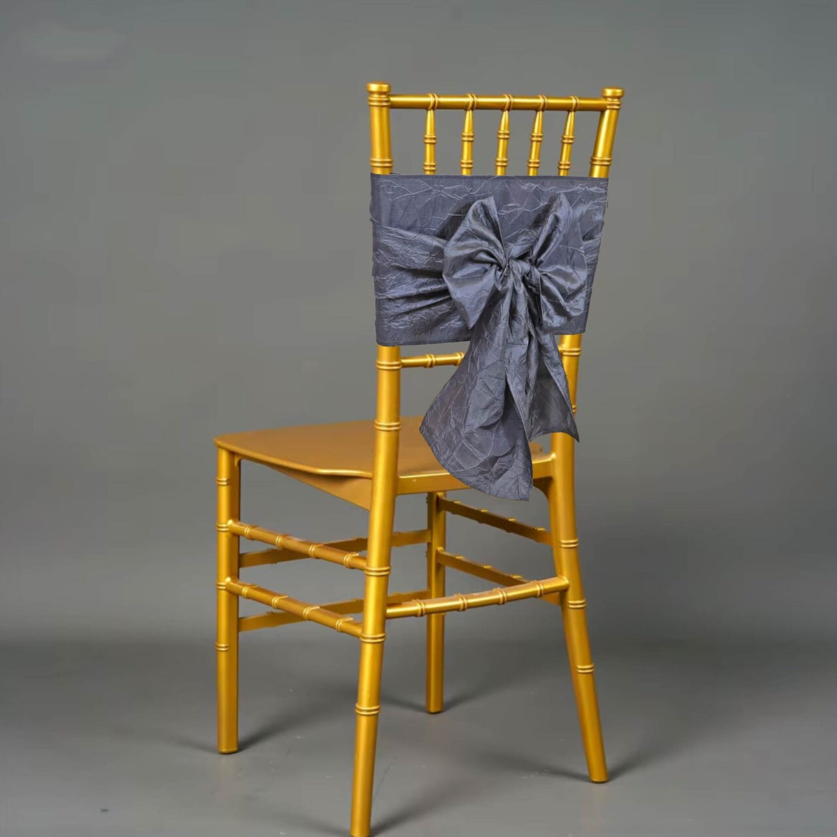 10 Pieces Pewter or Charcoal Crushed Taffeta Chair Sashes 9.5x108"